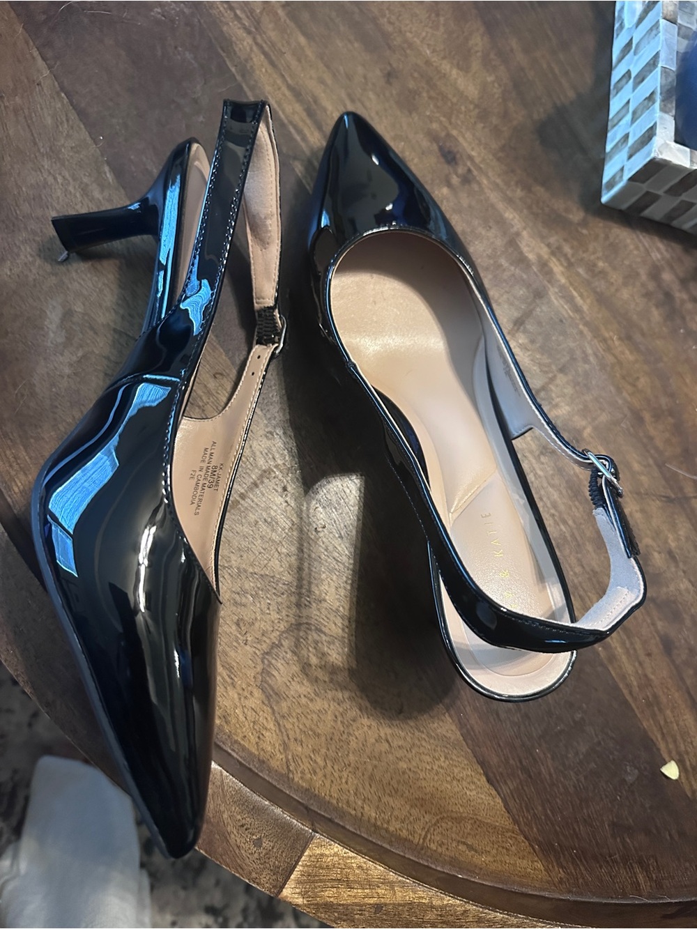 Black Patent Slingback Pumps for Women